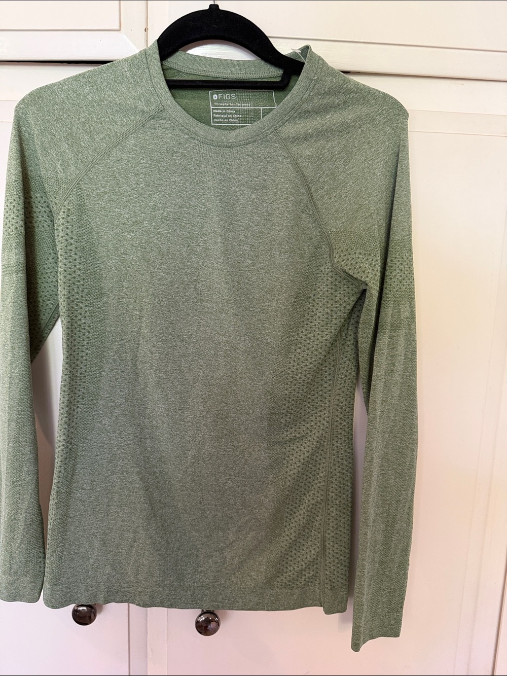 Figs Women's Sage Green Long Sleeve Performance Crew